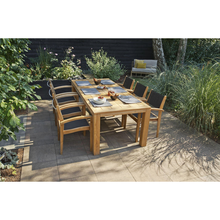 WOOOD Tuinstoel Buiten Caldo - Teak - Naturel|Zwart - Set van 4