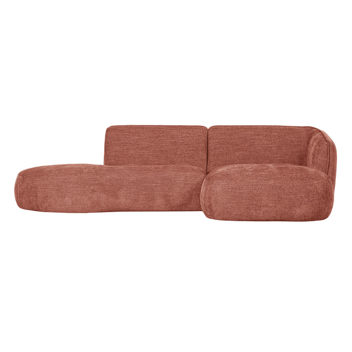 WOOOD Polly Chaise Longue Rechts - Polyester - Roze - 71x258x105|150