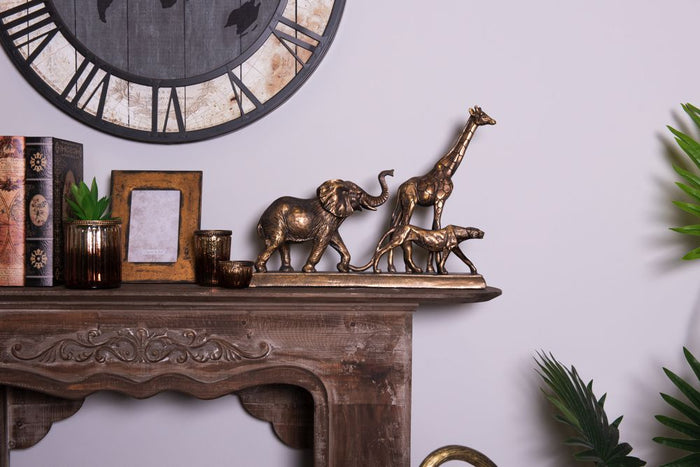 Clayre & Eef Theelichthouder Ø 6x5 cm Bruin Glas Metaal