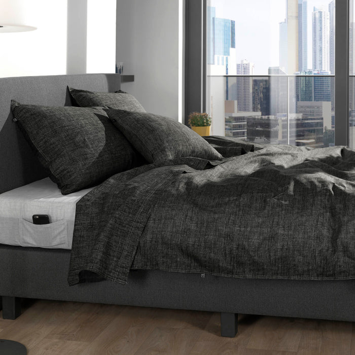 Zo Home Dekbedovertrek Katoen Lino Linnen Look - midnight black