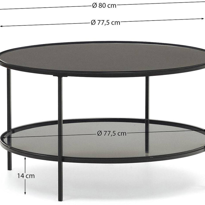 Kave Home - Gilda salontafel van gehard glas en metaal met matzwarte
