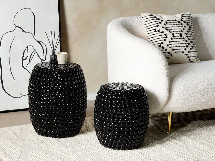 Beliani-UHANA-Bijzettafel set van 2-Zwart-Synthetisch materiaal