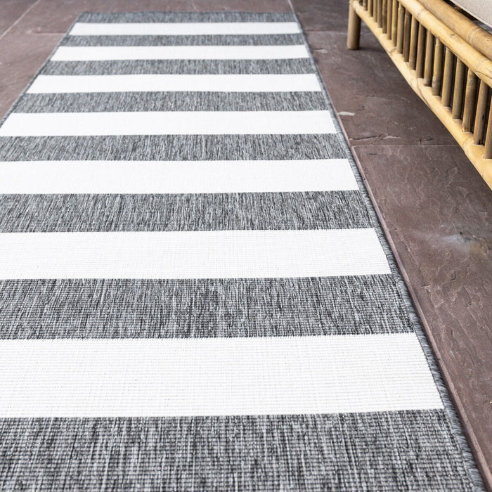 Eva Interior Loper Buitenkleed Stripes - Grijs|Wit - 80 x 250cm