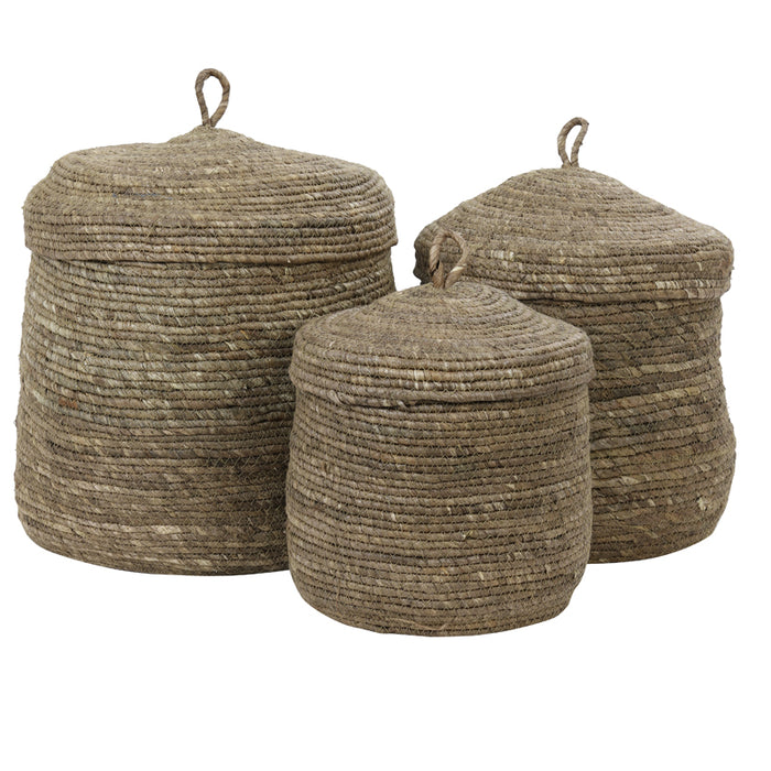 Light&living Mand S|3 met deksel max Ø36x42 cm MANGALA donker bruin