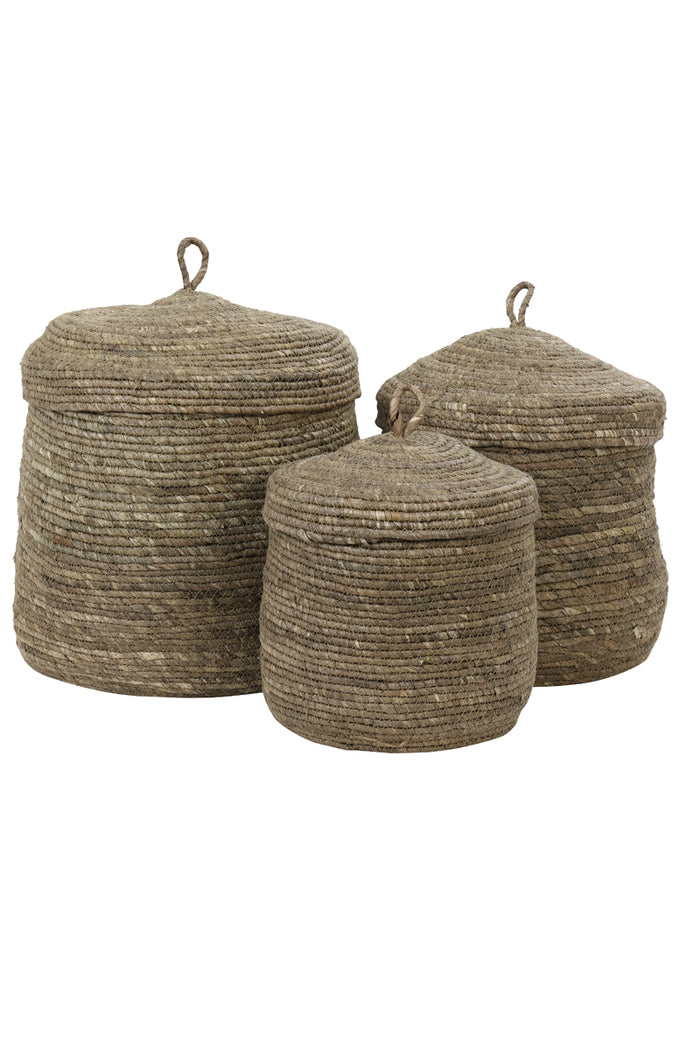 Light&living Mand S|3 met deksel max Ø36x42 cm MANGALA donker bruin