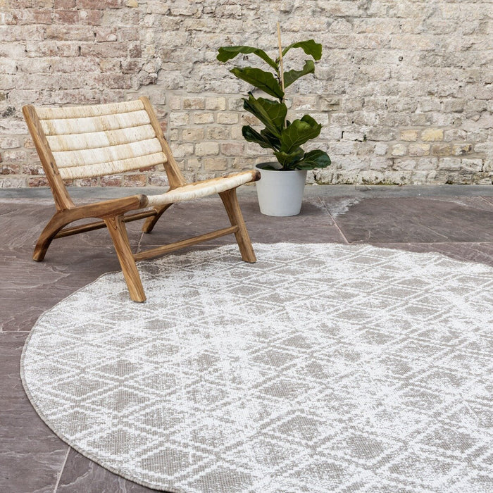 Eva Interior Buitenkleed Rond Frost - Bruin|wit - dubbelzijdig 200cm