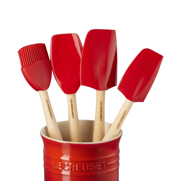 Le Creuset Pot met 4 Spatels - Kersenrood