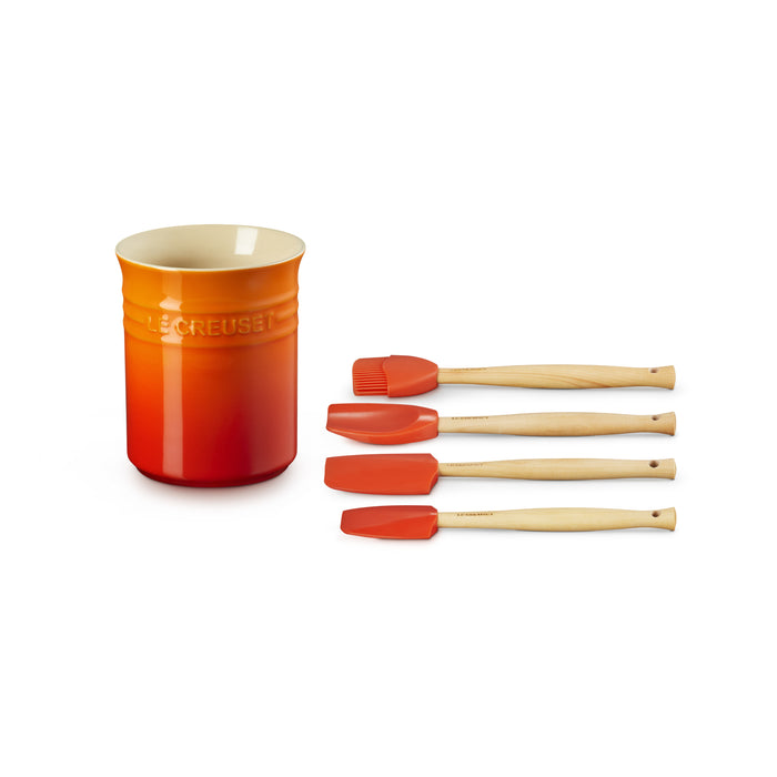 Le Creuset Pot met 4 Spatels - Oranjerood