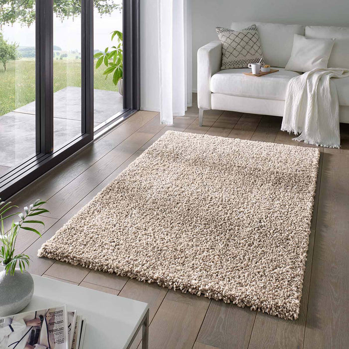 Tapeso Hoogpolige loper effen Classic - beige - 80x250 cm
