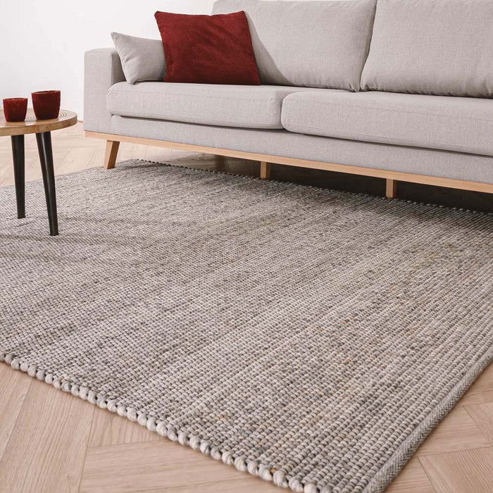 Nordic Weavers Wollen vloerkleed Lett - lichtgrijs - 90x160 cm