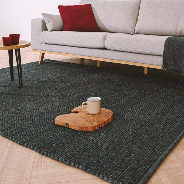 Nordic Weavers Wollen vloerkleed Lett - petrol - 90x160 cm