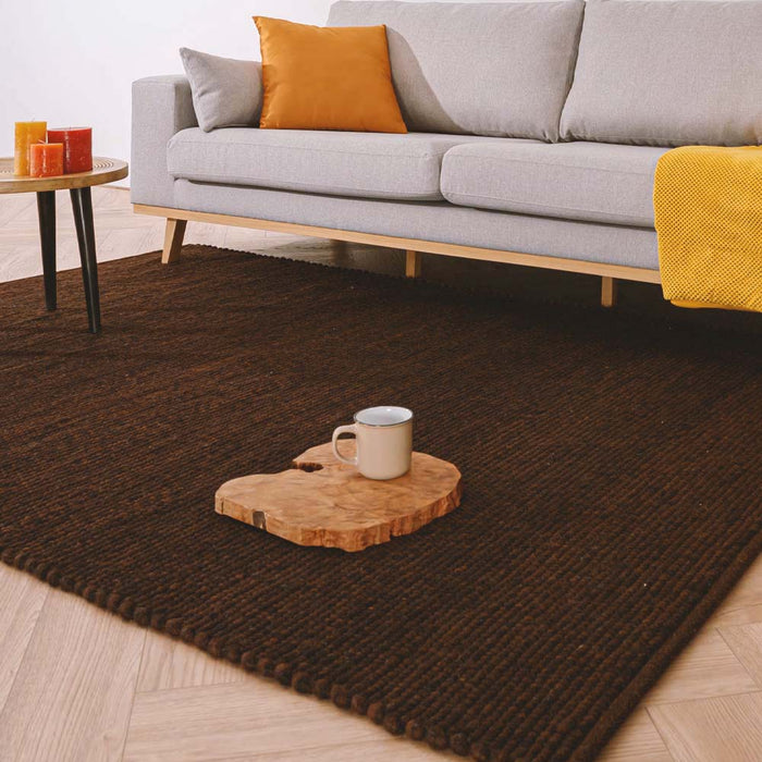 Nordic Weavers Wollen vloerkleed Lett - cacao - 60x120 cm