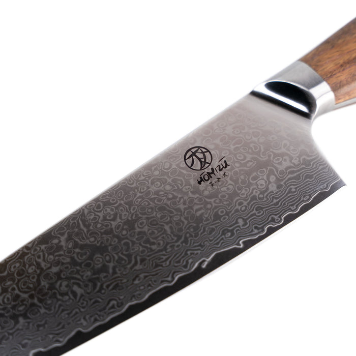 Homizu Baranoki koksmes - 20cm - VG-10 damascus mes|rozenhout - bruin