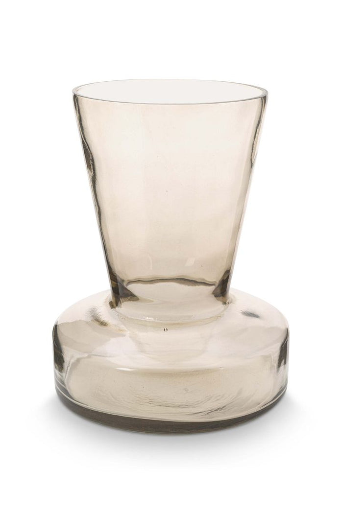 vtwonen Glazen Trompet Vaas - Bloemenvaas - Zand - 16x19cm