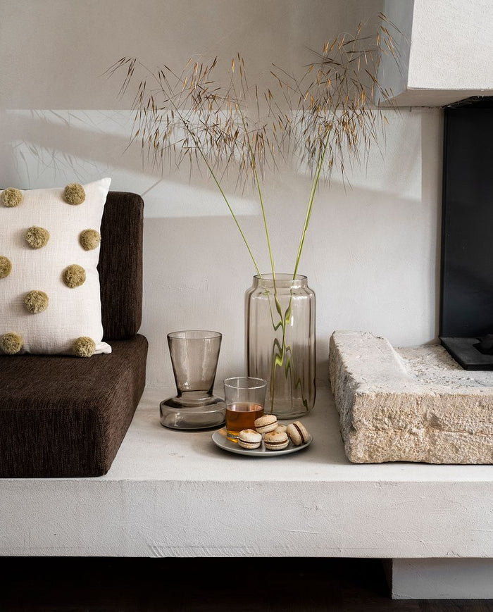 vtwonen Glazen Trompet Vaas - Bloemenvaas - Zand - 16x19cm