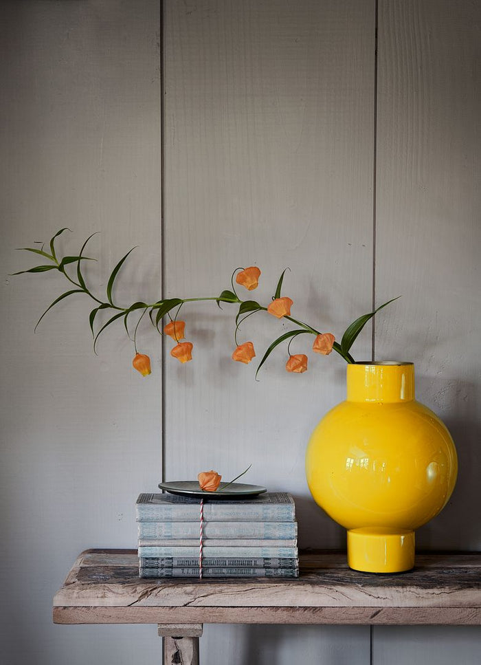 Pip Studio Metalen Vaas - Bloemenvaas - Geel - 18x24cm