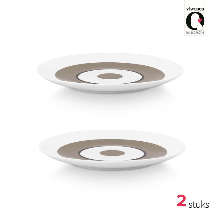 vtwonen Dinerborden - Circles - Zand - Set van 2