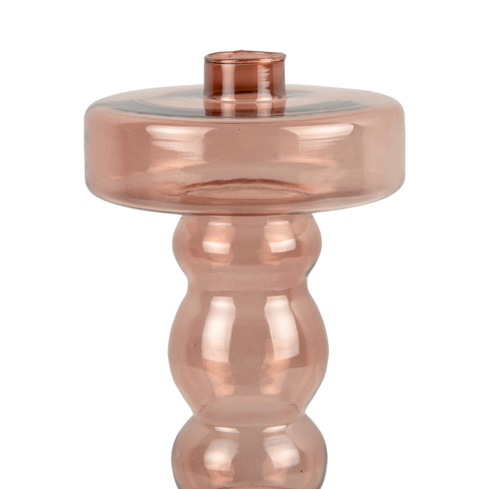 present time - Candle holder Pawn glass large faded pink