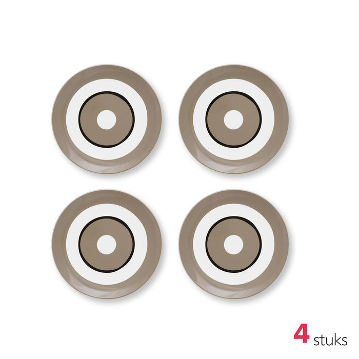 vtwonen Gebaksbordjes - Circles - Zand - Set van 4