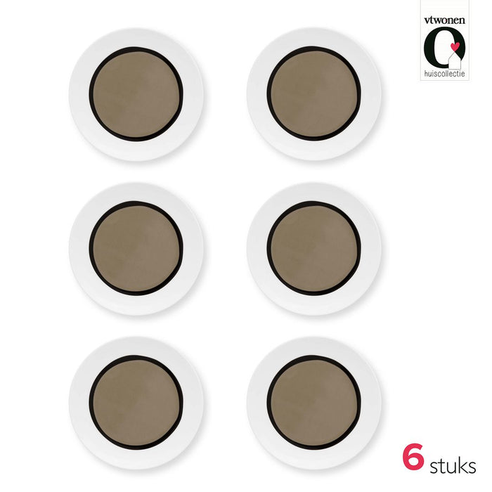 vtwonen Petit Four Bordjes - Circles - Zand - Set van 6