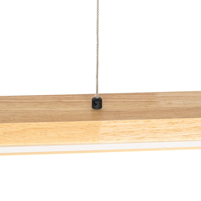 QAZQA Landelijke hanglamp hout incl. LED met touchdimmer - Platina