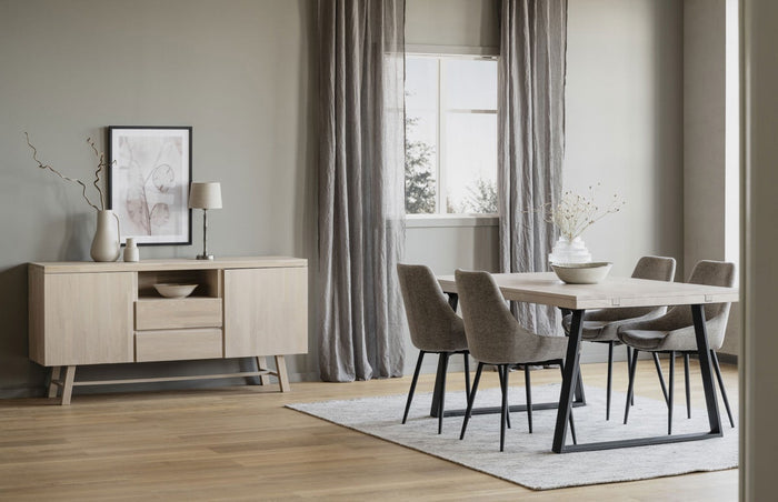 Rowico Home Sierra Eetkamerstoel Beige - Zwarte Poten - Set Van 2