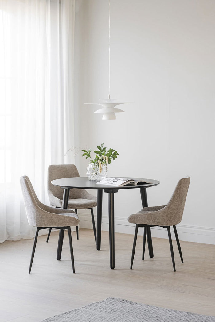 Rowico Home Sierra Eetkamerstoel Beige - Zwarte Poten - Set Van 2