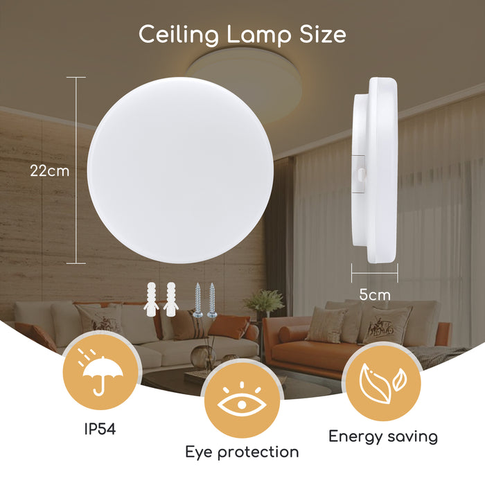 Aigostar 10I1M - Plafonnières - LED Plafondlamp - Ø 22cm- 18W -3000K
