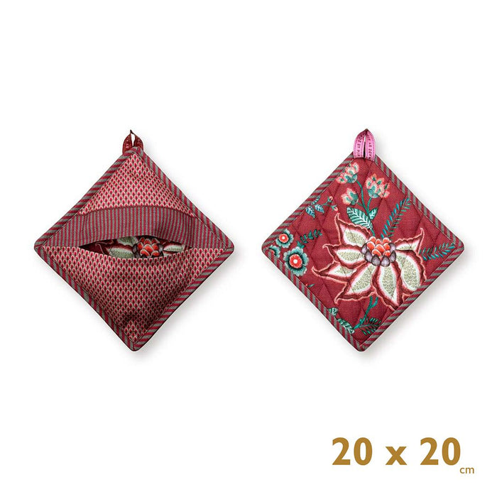 Pip Studio Flower Festival Pannenlappen en Ovenwanten - Roze - 2 Stuks