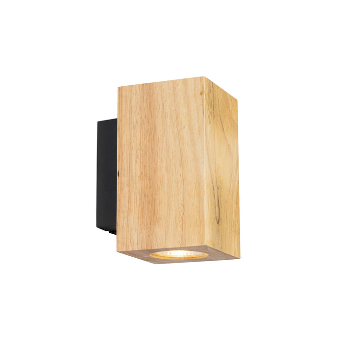 QAZQA Landelijke wandlamp hout vierkant 2-lichts - Sandy