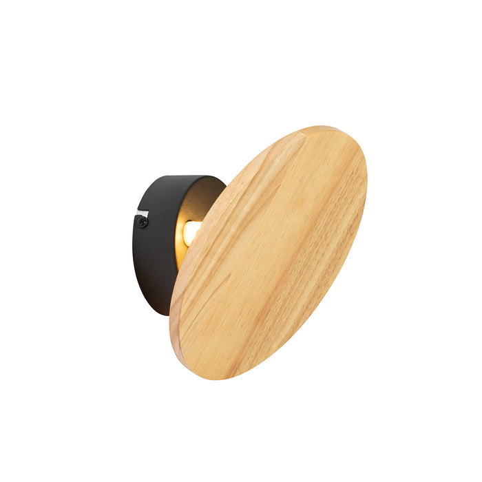 QAZQA Landelijk wandlamp hout rond kantelbaar - Pulley