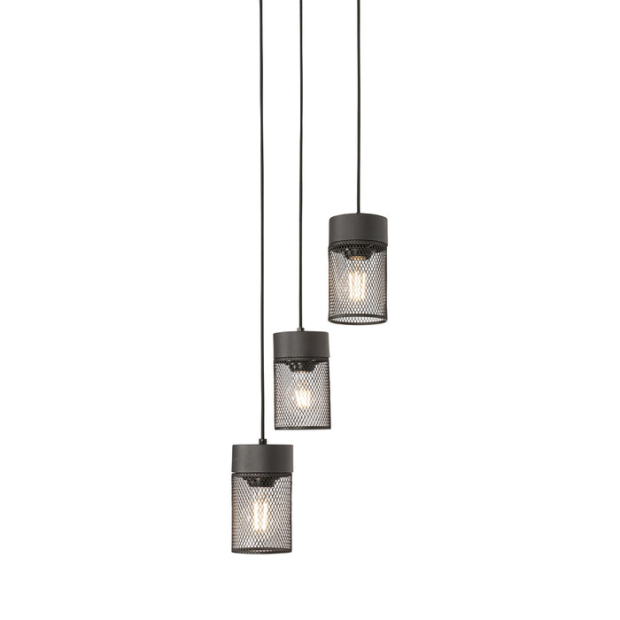 QAZQA Industriële hanglamp zwart 3-lichts - Jim