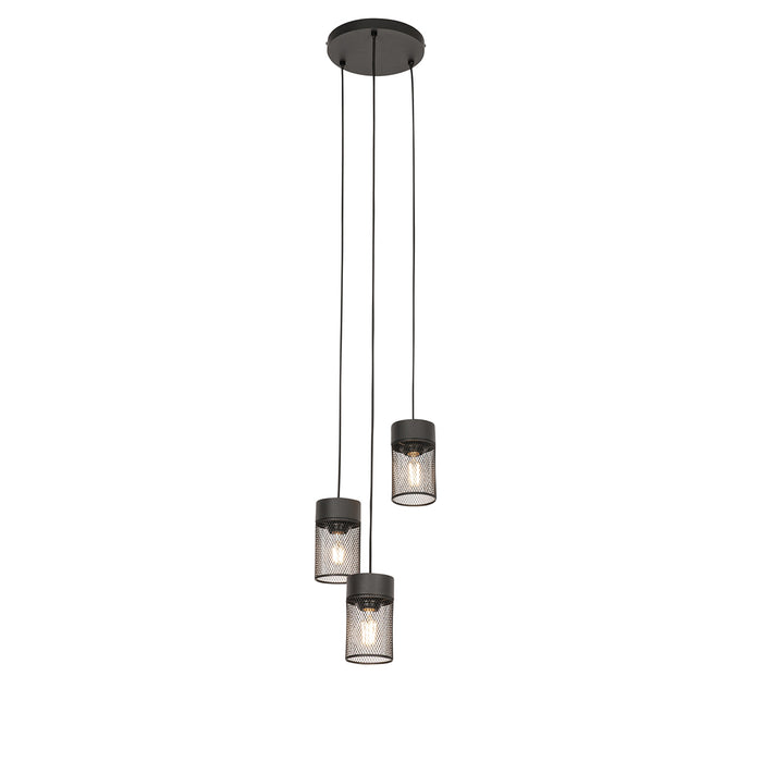 QAZQA Industriële hanglamp zwart 3-lichts - Jim