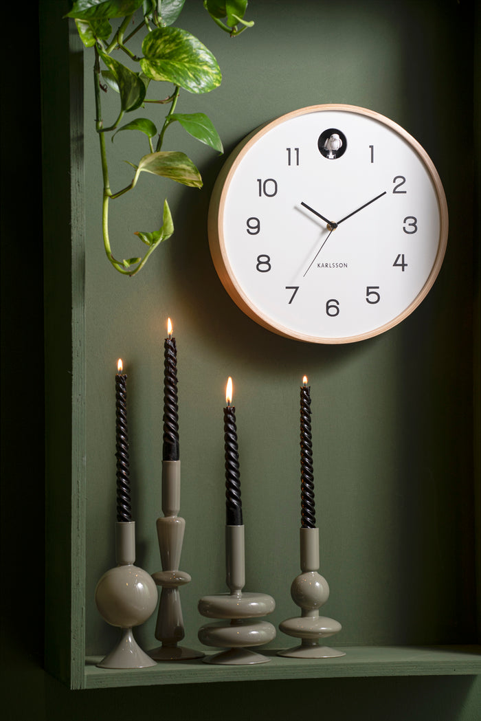 Karlsson - Wall clock Natural Cuckoo birch wood white