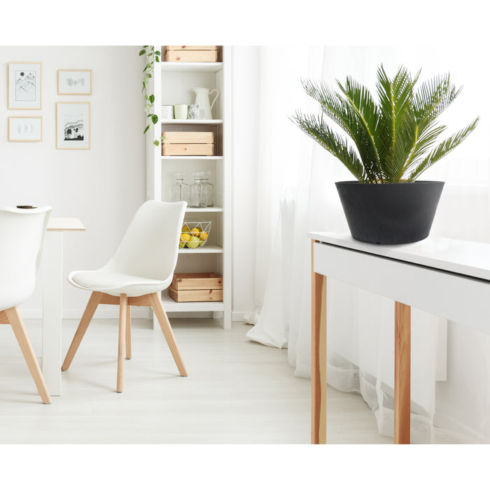 Studio M Octavia Kunststof Bloempot Rond – Ø30 cm x H15 cm - Zwart