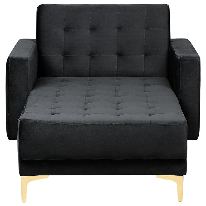 Beliani - ABERDEEN - Chaise longue - Zwart - Fluweel