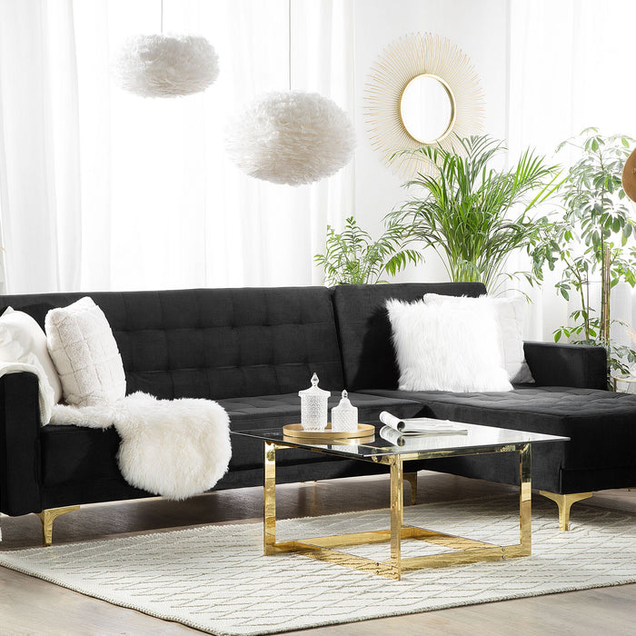 Beliani - ABERDEEN - Hoekbank - Zwart - Linkerzijde - Fluweel