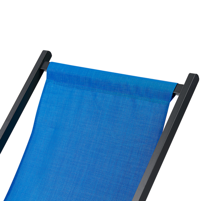 Beliani - LOCRI II - Ligstoel - Blauw|Zwart - Synthetisch materiaal