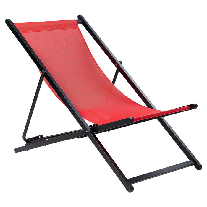 Beliani - LOCRI II - Ligstoel - Rood|Zwart - Synthetisch materiaal