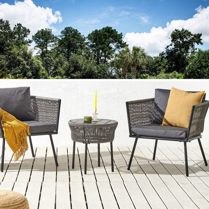 Beliani - GARGANO - Tuinset - Grijs - PE rotan