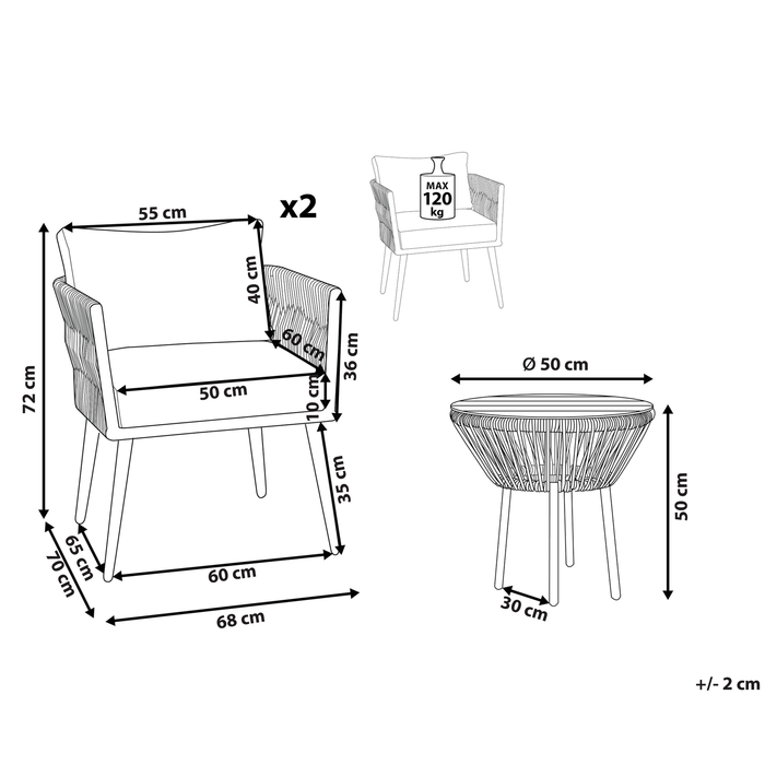 Beliani - GARGANO - Tuinset - Grijs - PE rotan