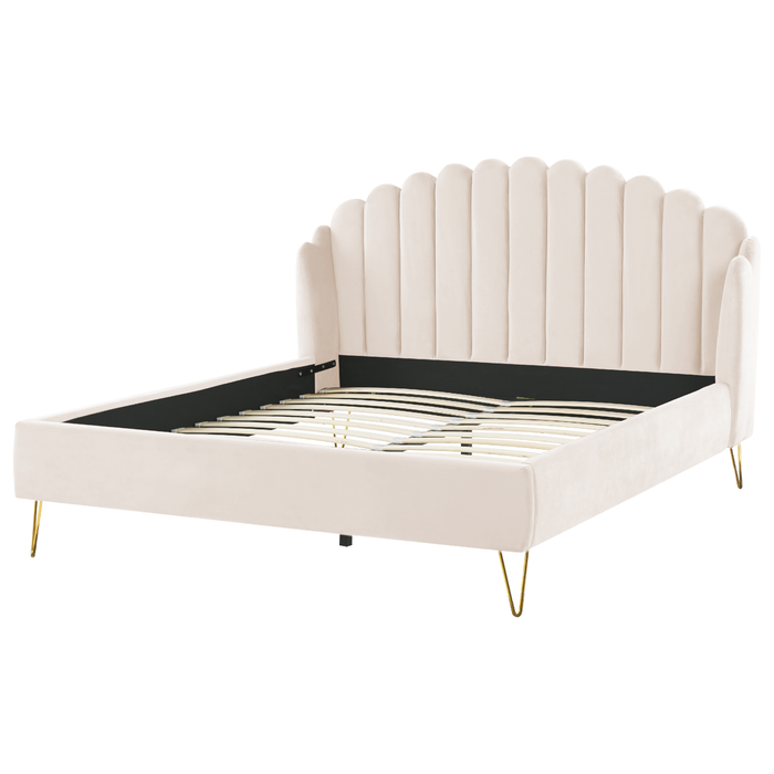 Beliani - AMBILLOU - Tweepersoonsbed - Goud - 180 x 200 cm - Fluweel