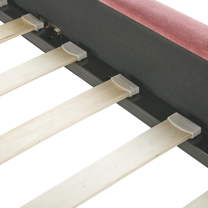 Beliani - AMBILLOU - Tweepersoonsbed - Roze - 180 x 200 cm - Fluweel