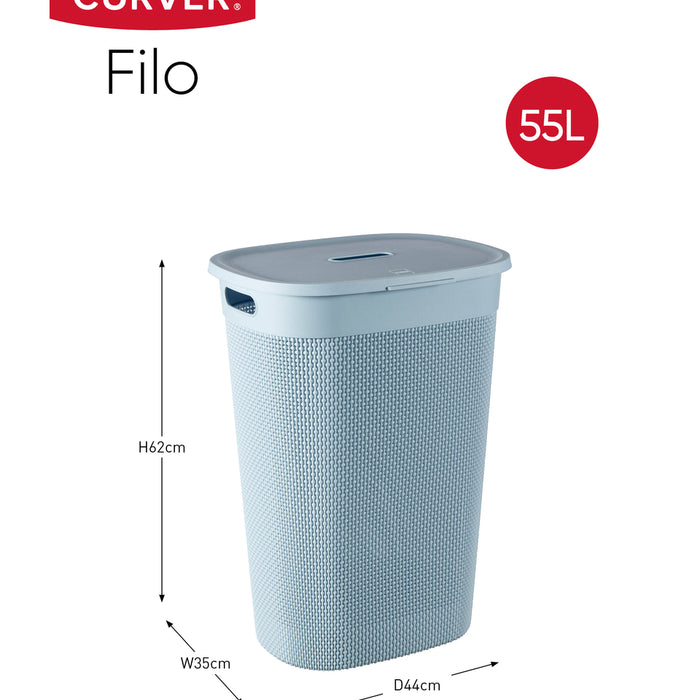 Curver Filo Wasmand met deksel 55L - 2 stuks - Blauw|Grijs