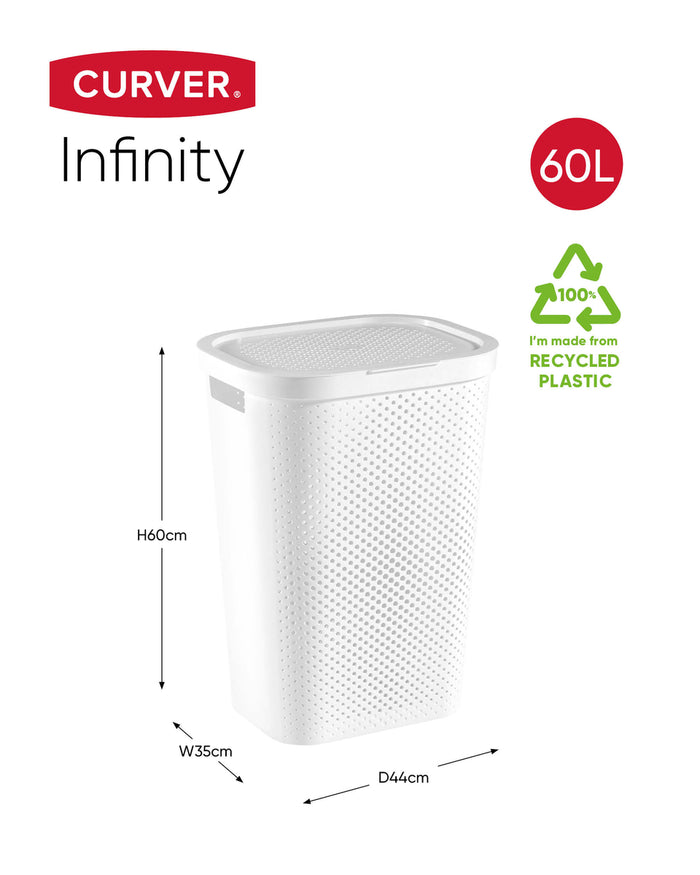 Curver Infinity Recycled Wasmand 60L + Wasmand 40L - Wit