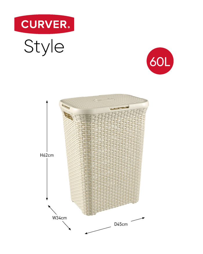 Curver Style Wasmand met Deksel - 60L - 2 stuks - Wit