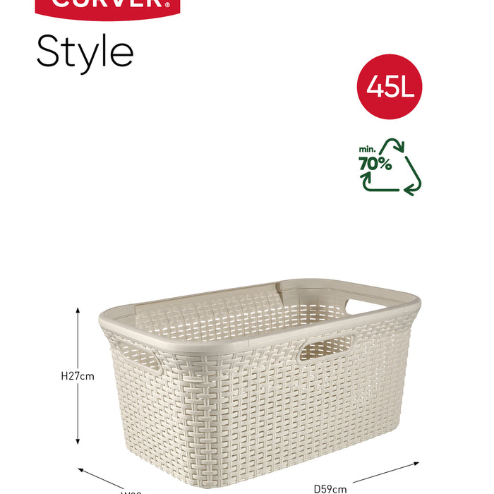 Curver Style Wasmand met Deksel 60L + Wasmand 45L - Wit