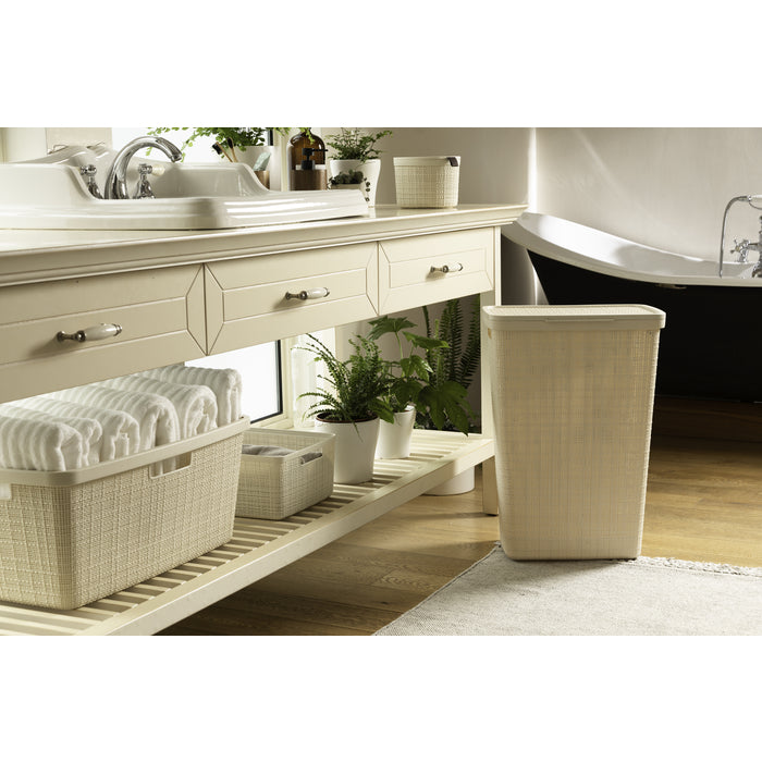 Curver Jute Wasmand met deksel 58L - 2 stuks - Gebroken Wit