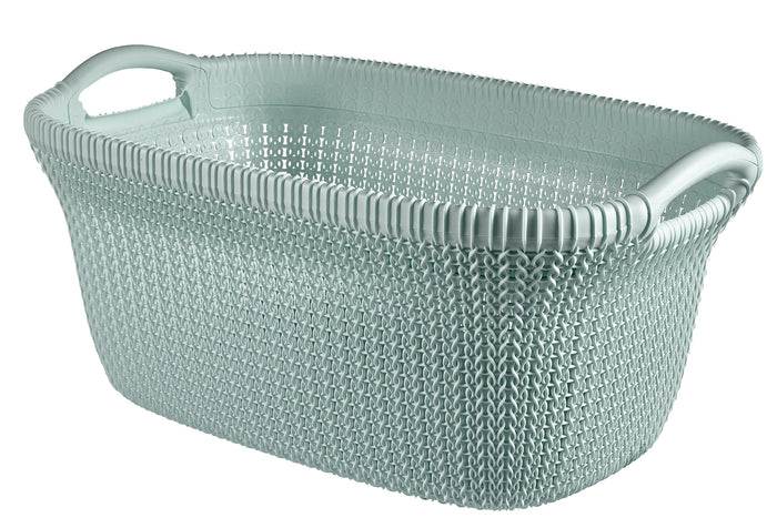 Curver Knit Wasmand met deksel 57L + Wasmand 40L - Blauw|Grijs