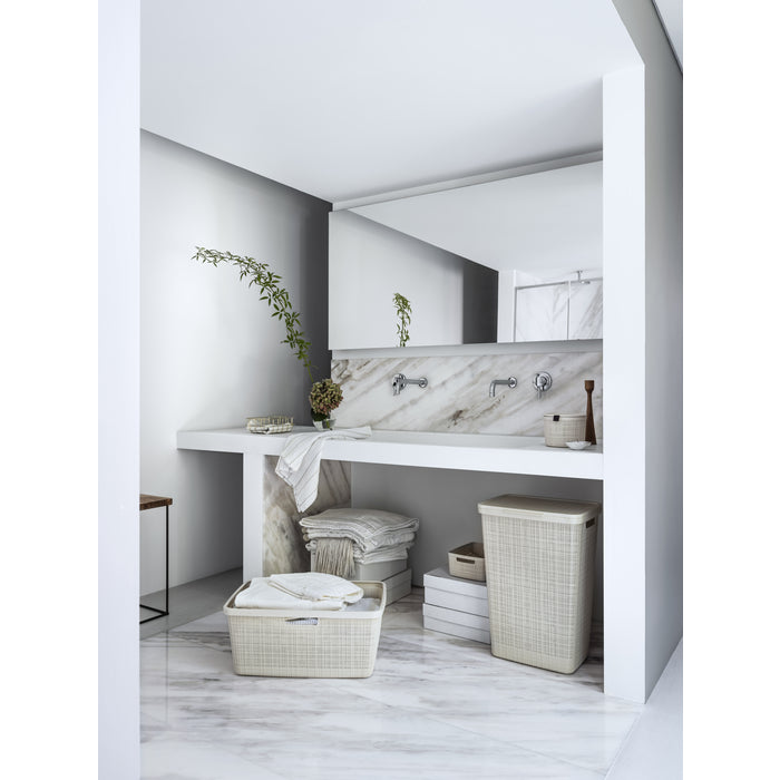 Curver Jute Wasmand met deksel 58L + Wasmand 46L - Gebroken Wit